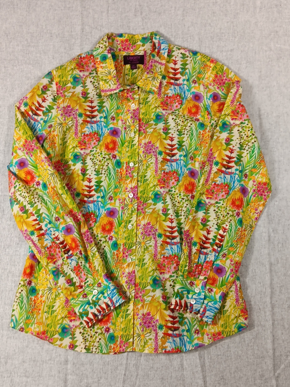 J.Crew Button Up Long Sleeve Collared Necline Liberty Tresco Floral Shirt Sz 10